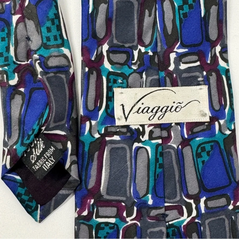 Vintage Viaggio Abstract Silk Neck Tie, retro, office, work, business, suit‎